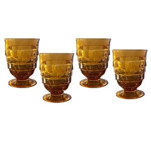 Set of 4 Vintage Amber Glasses